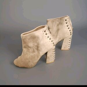 Studded Beige Ankle Boots